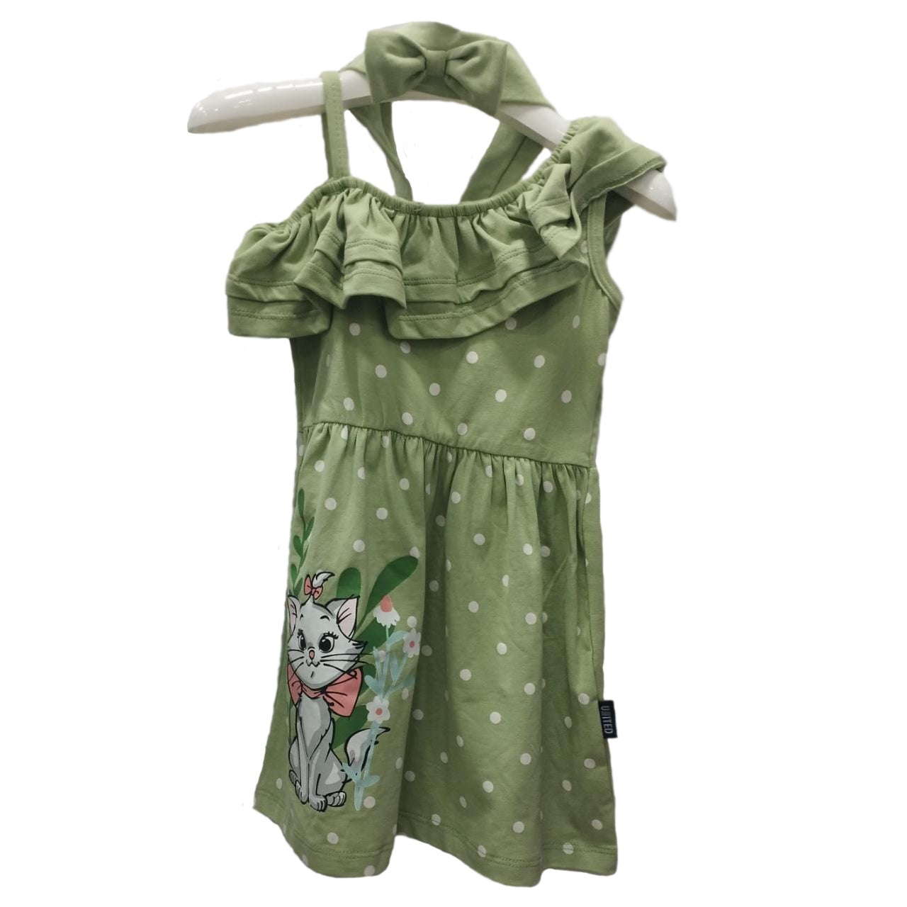 Light Green cat dotted Dress