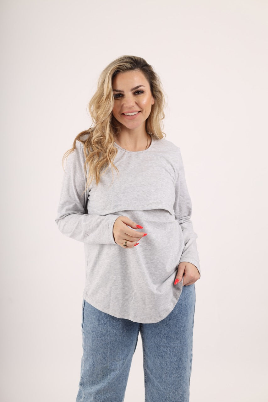 Long Sleeve Cotton Nursing Top (Different Colors)