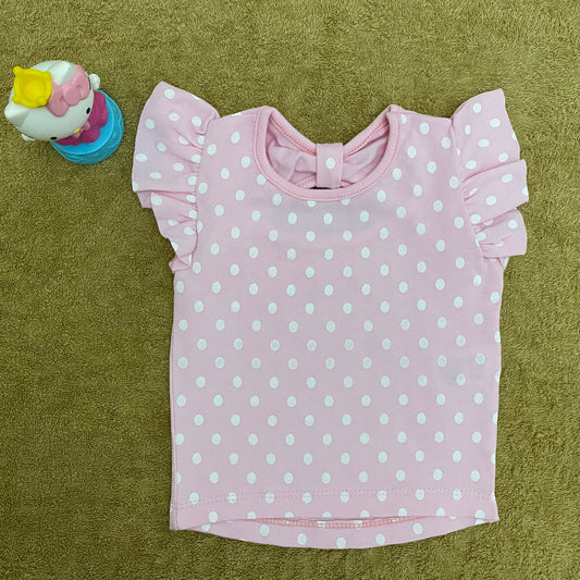 Pink Girls T-shirt Polka Dots