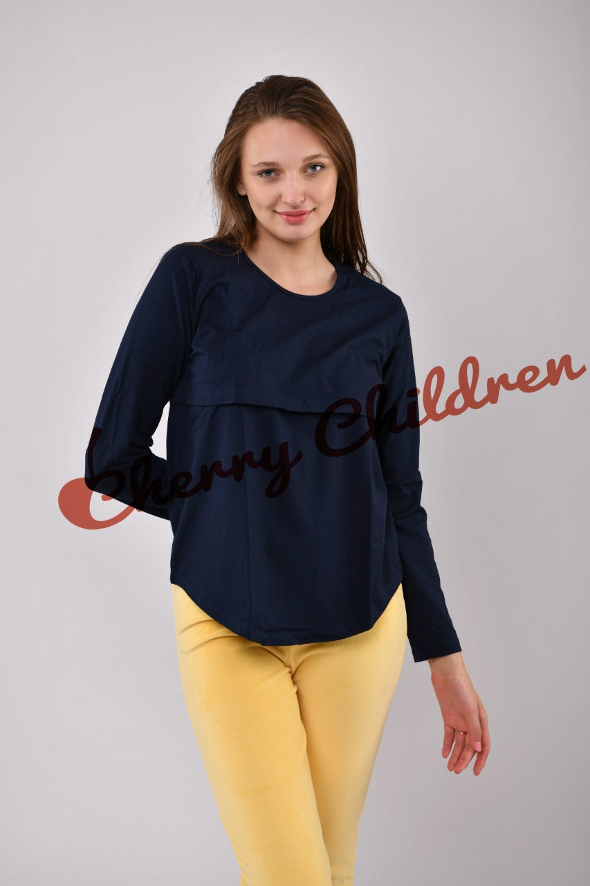 Long Sleeve Cotton Nursing Top (Different Colors)